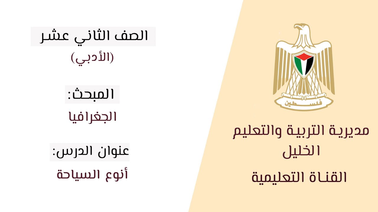 الصف الثاني عشر (الأدبي) | الجغرافيا | أنواع السياحة