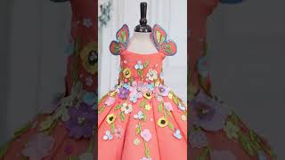 Making a Magical Peach Panel Gown with 3D Flowers & Butterfly Wings 🦋👗 #liandli