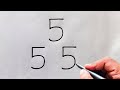 How to draw elephant from number 555  easy elephant drawing for beginners   