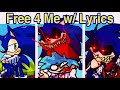 Friday Night Funkin' VS Sonic.EXE | FREE-4-ME AND 2TORIAL WITH LYRICS PLAYABLE (FNF Mod)