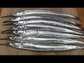 さよりのさばき方～握りになるまでと細造りの作り方　寿司屋の仕込み　how to fillet a Halfbeak and make sushi