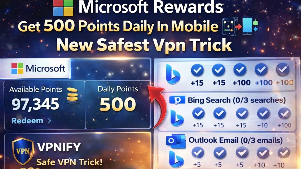 Updated Points Microsoft Rewards Get 500 Points Daily In Mobile 📲📱: New Safest Vpn ...