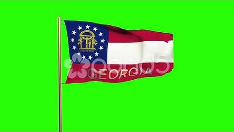 Georgia Flag With Title Waving In The Wind. Looping Sun Rises Style. Animation