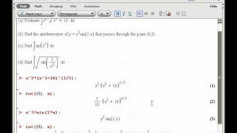 Maple - Antidifferentiation