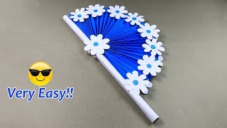 DIY paper craft: how to make diy hand fan out of color papers | sb crafts