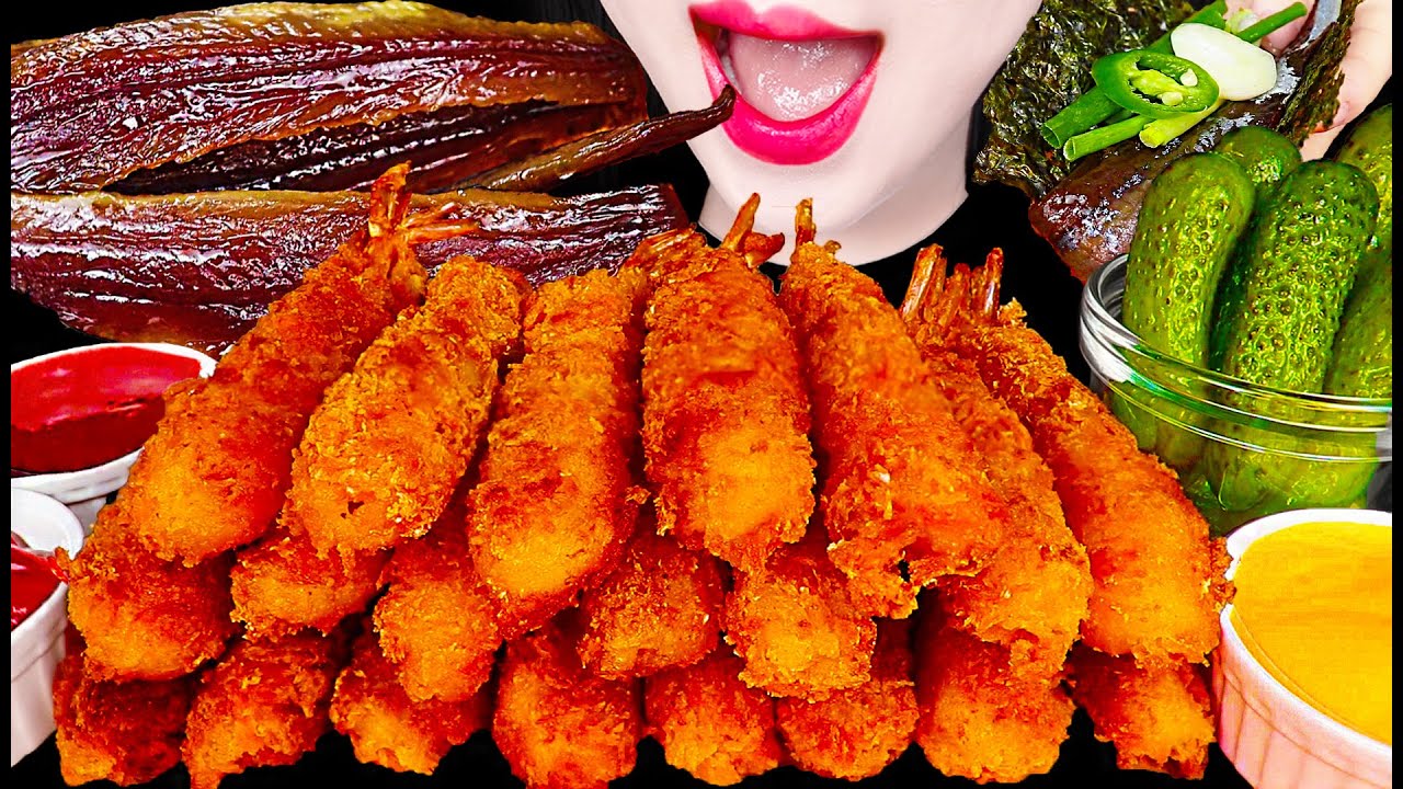 ASMR FRIED SHRIMP, DRIED FISH 새우튀김, 과메기 먹방 EATING, MUKBANG