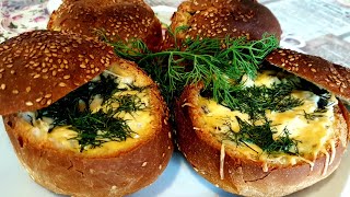 Жюльен в булочке с курицей и грибами Жюльен в булочке с курицей и грибами