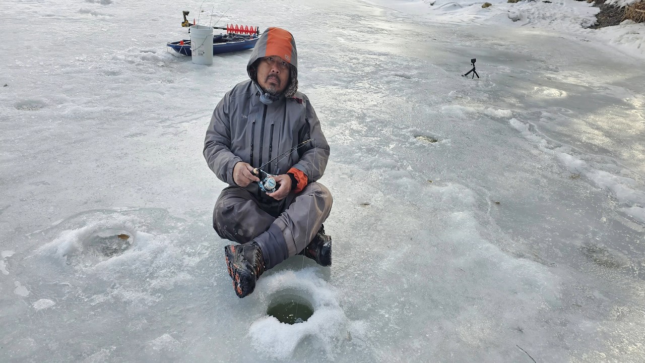 SHOCKING First Time Ice Fishing CATCH!! Day 1