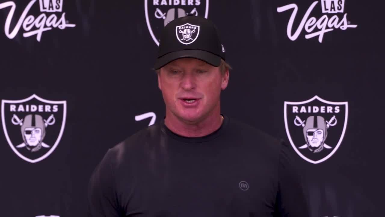 Jon Gruden Speaks After The Raiders' Joint Practice With The Rams