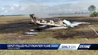Okeechobee Deputy Rescues Pilot From Fiery Crash