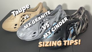YEEZY FOAM RUNNER MX GRANITE MX CINDER CLAY TAUPE! COMPARISON SIZING TIPS AND ON FOOT REVIEW!