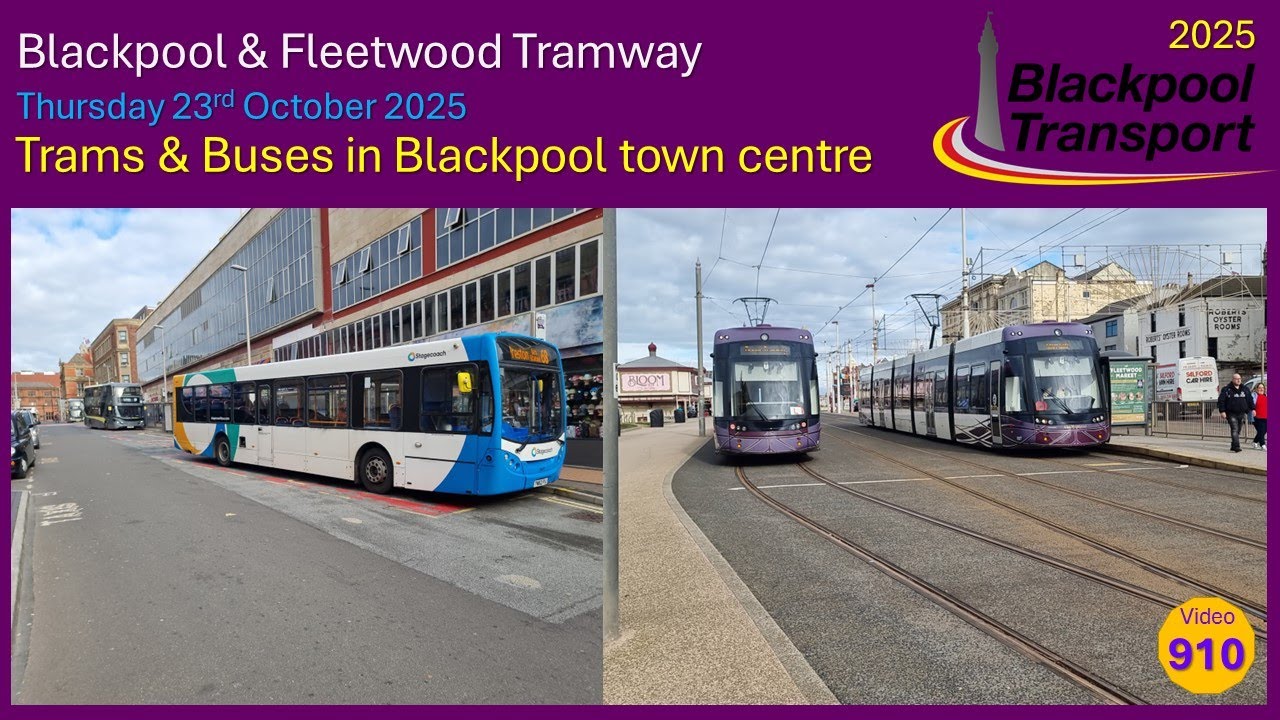 911 - Blackpool Tramway: Buses and trams in Blackpool town centre on Thursday 23rd October 2025