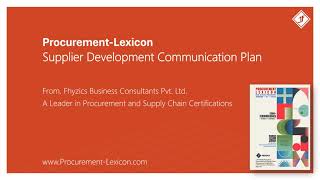 Supplier Development Communication Plan from Procurement Lexicon