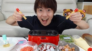 夕飯を一緒に食べよう！超巨大たこ焼きを生放送で作って食べるぞ！