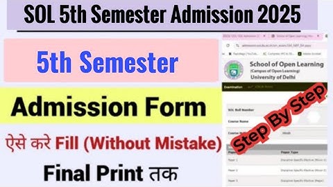 How To Fill DU SOL Fifth Semester Admission Form 2025 | SOL 5th Semester Admission Form Fill Up 2025