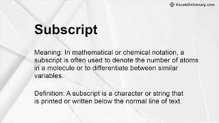 Subscript Meaning