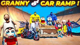 Granny Mega Ramp Challenge With Shinchan doraemon & Avengers😱Full Fun🤣 Horror😲