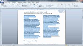 Microsoft Word 2010: Apply Columns to a Portion of a Document