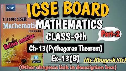 icse | class-9|selina book | maths | ch-13| Pythagoras Theorem| ex-13(B) | part-2