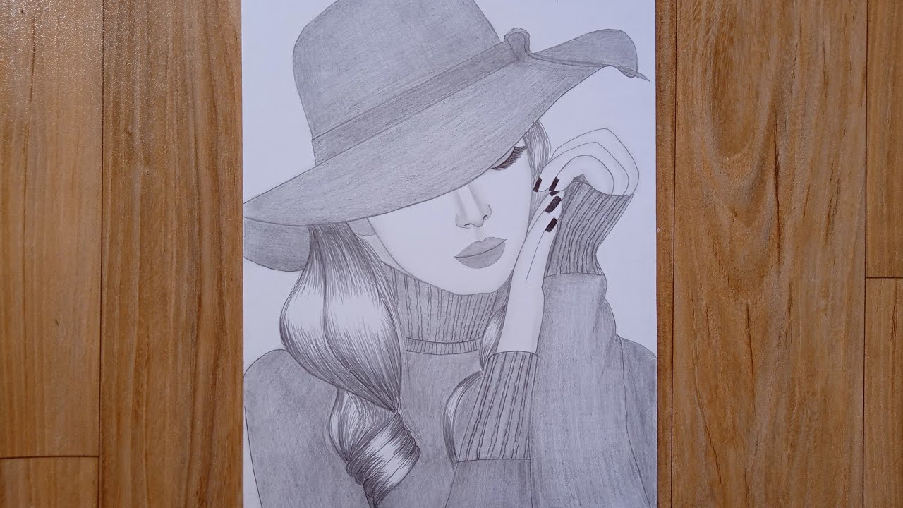 How to draw a girl wearing hat - step by step || Pencil sketch || - YouTube