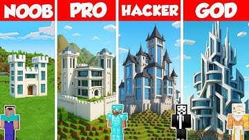 Modern Cstle Build Battle Challenge - Noob vs Pro vs Hacker vs God - Minecraft Animation