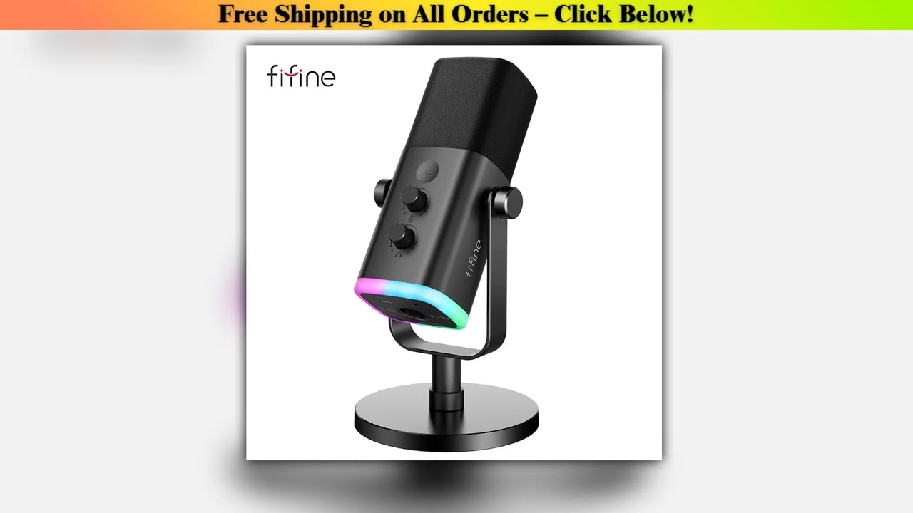 FIFINE USB/XLR Dynamic Microphone with RGB Control/Headphone jack/Mute,MIC for PC Gaming Recording