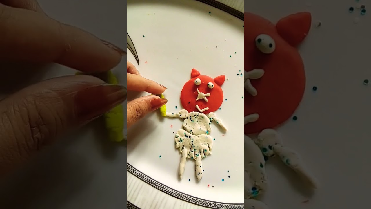 Clay art making doll,ring n nails
