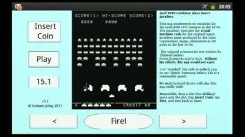 Android Intel 8080 Emulator Plays Space Invaders