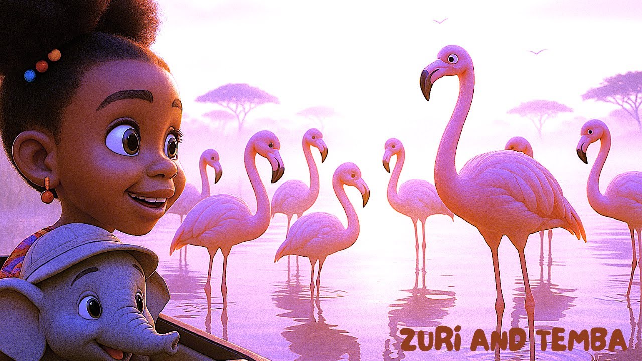 Dancing Flamingos Safari Song! 🦩 Fun African Adventure with Zuri & Temba | Kids Bilingual Learning