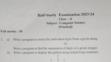 Solved Practical Question Paper - Class 10 Computer Science Half Yearly 2023 Kamrup Metro District