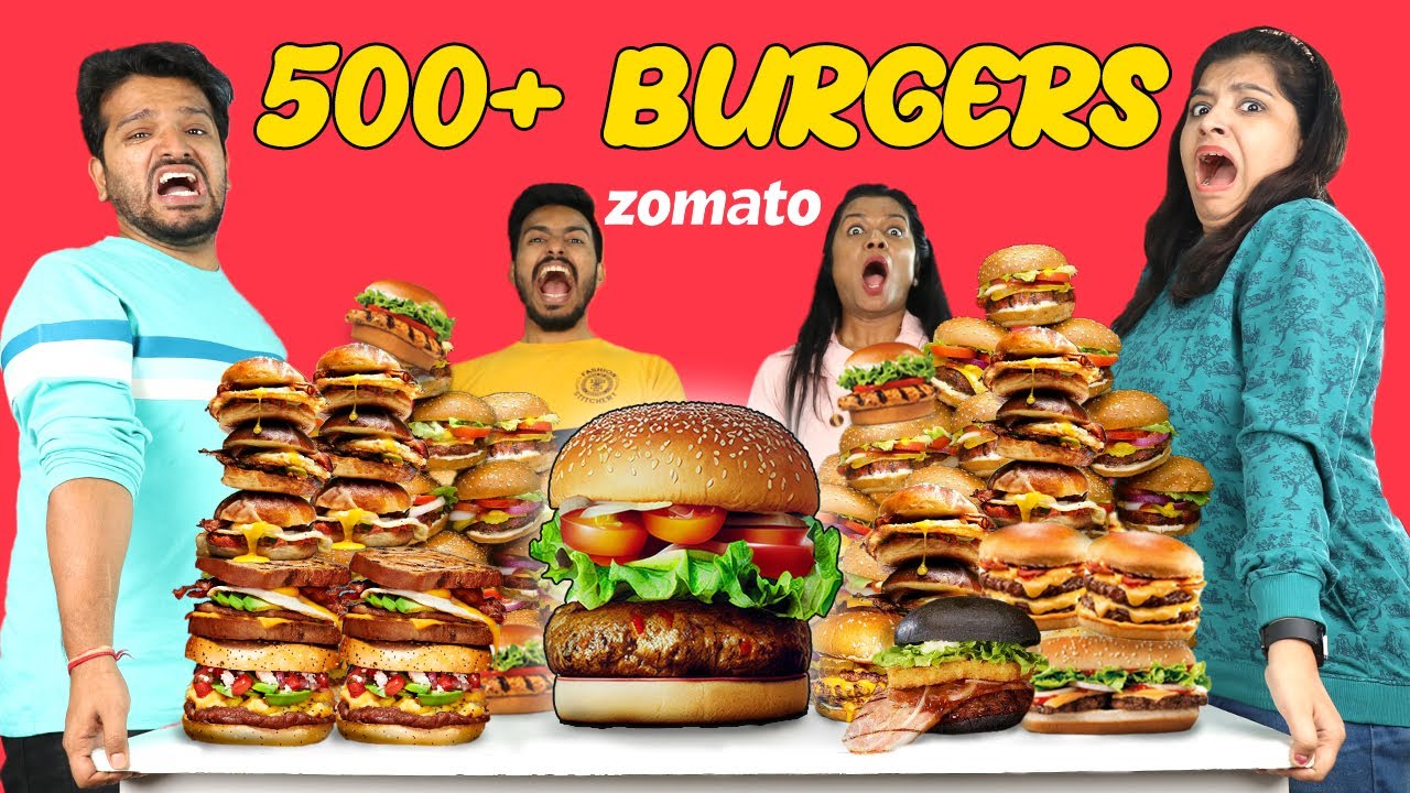 We Ordered All Burgers From Zomato | 500+  Burgers | Hungry Birds