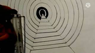 how to draw tunnel painting wall 3D optical Illusion drawing