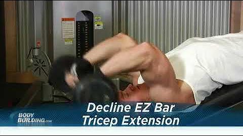 Decline EZ Bar Triceps Extension  Exercise Videos & Guides  Bodybuilding com