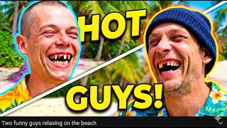 Two funny guys relaxing on the beach screenshot 3