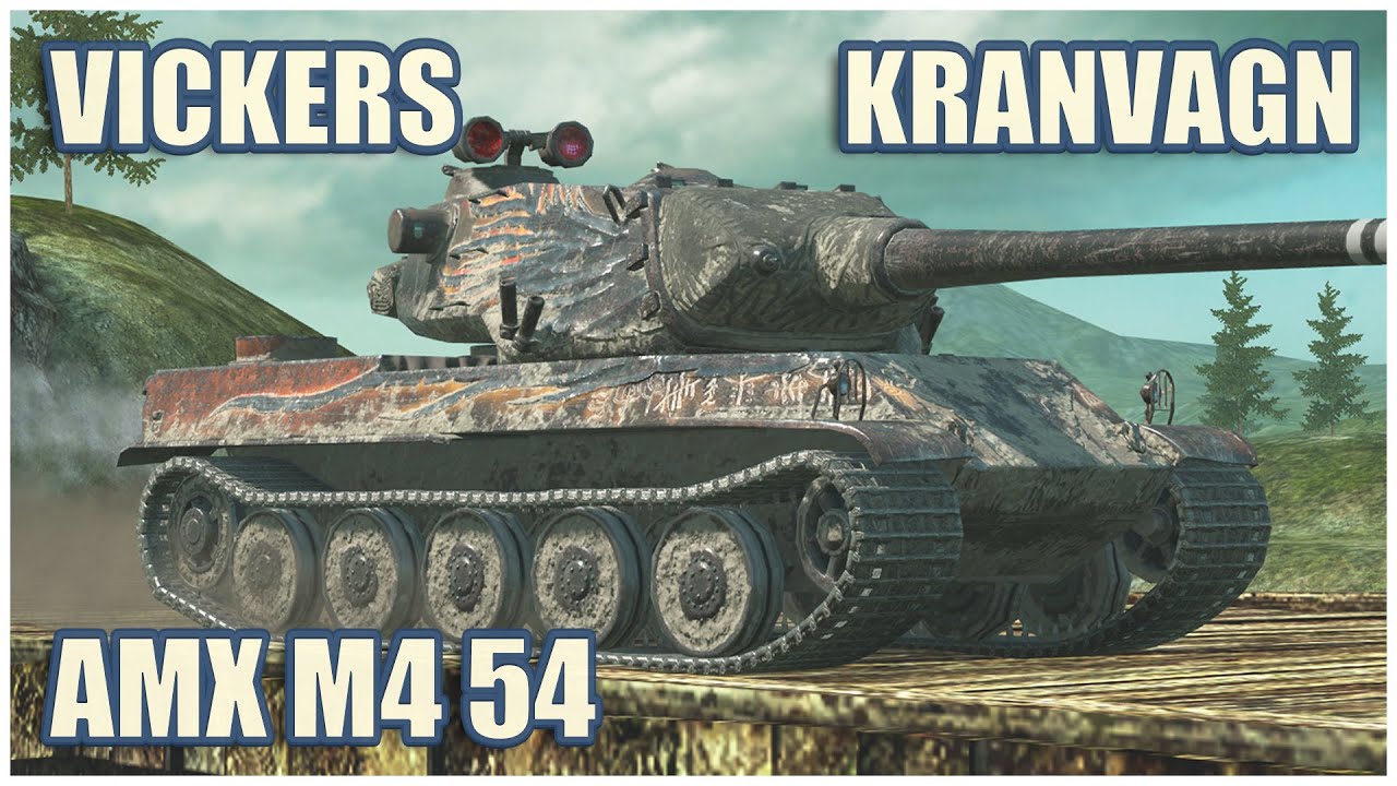 AMX M4 mle. 54, Kranvagn & Vickers Light • WoT Blitz Gameplay