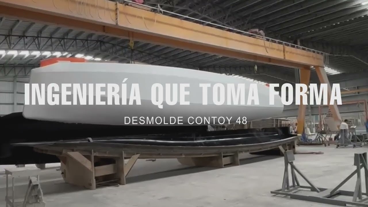⁣From mold to open water — Contoy 48 Catamaran hull.