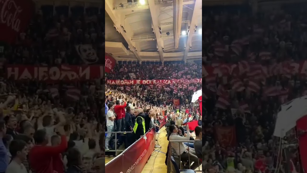 Crvena Zvezda - Cska Moskwa. ( basketball) 25.04.20016 incredible support  of Zvezda Fans 