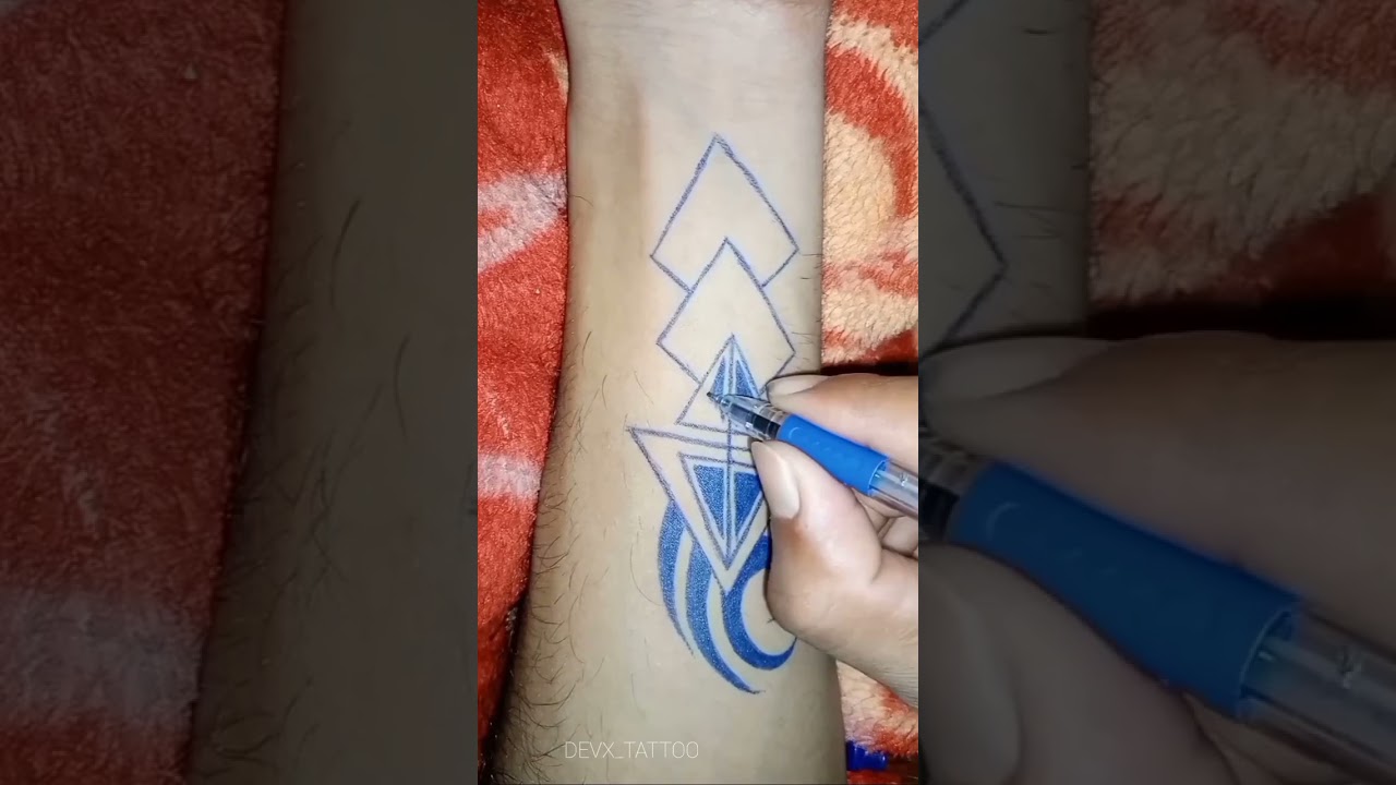 new tattoo art with blue pen 