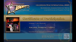 Anand Joseph (USA) Cat. 7 (18+ Amateurs) Accordion Star International Competition 2023