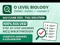O Level Biology (5090) Paper 1 | May/June 2025 Variant 2 FULL SOLUTION | MCQ Explained