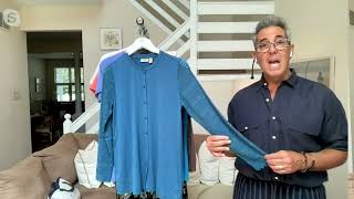 LOGO by Lori Goldstein Sun Faded Cotton V-Neck Sweater on QVC