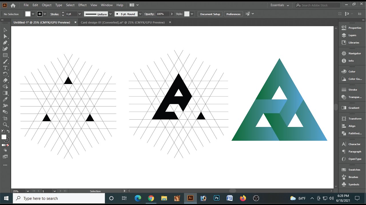 How To Design Triangle Shape Logo || Illustrator Triangular Logo Design Tutorial ||
