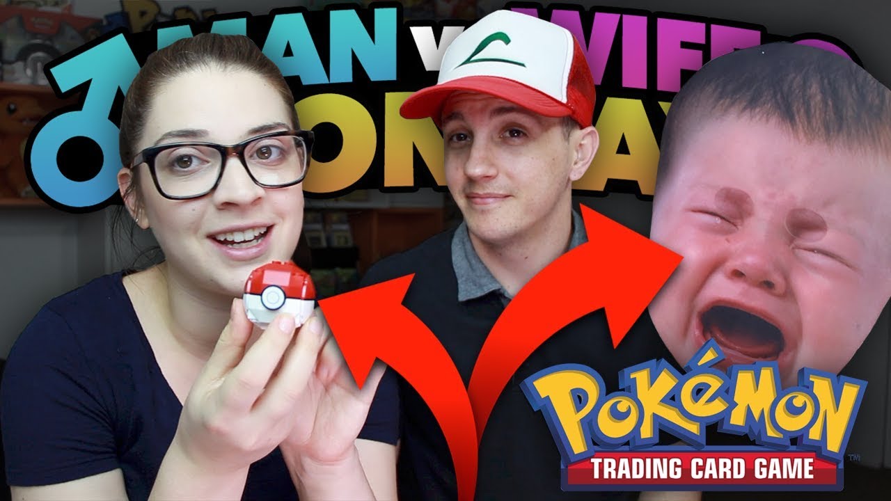 MAN vs WIFE: Loser Builds Mega Construx PokeBall BLINDFOLDED! Pokemon Cards Pack Battle