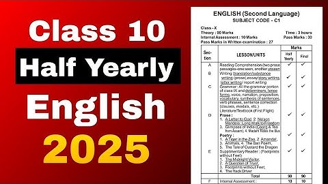 Class 10 half yearly syllabus 2025 English SEBA/ASSEB board