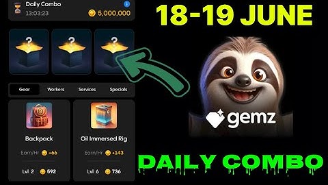 Gemz daily combo today 18 & 19 June | Gemz daily combo card | today Combo gemz | #gemz  #combo |