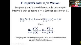Math 181 Section 6.8 l'Hospital's Rule