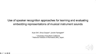 Speaker Recognition Approaches for Learning and Evaluating Representations of Musical Sounds