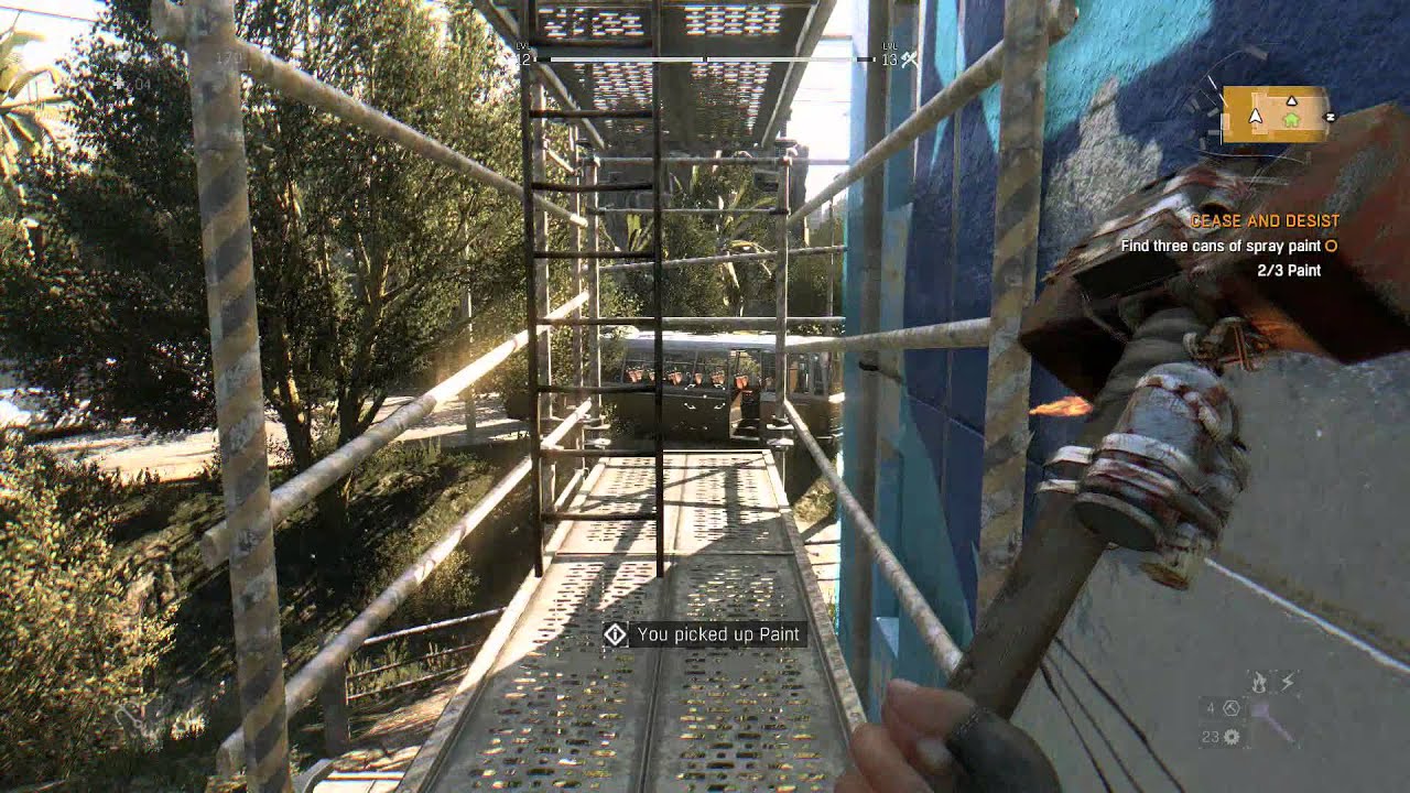 Dying Light - Cease and Find 3 of Paint, Zombie Statue Location (Safe House Roof) PS4 YouTube