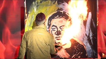 Vẽ tranh trình diễn bằng lửa - Nghệ thuật vẽ tranh chân dung bằng lửa hiện ra chủ tịch - Nguyễn Tiến