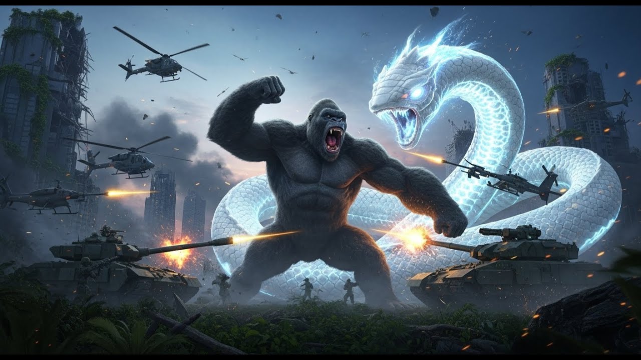 epic battle king kong and military force vs the white titan snake
